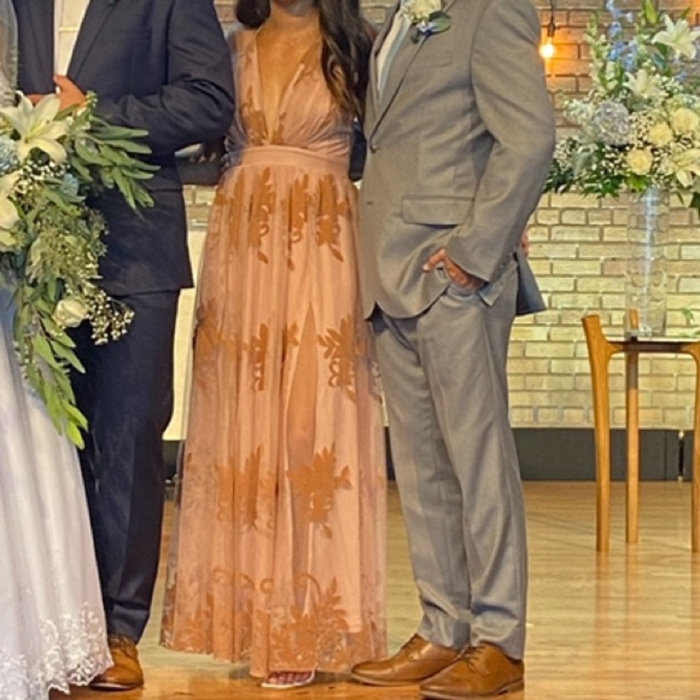 VICI peach long gown dress